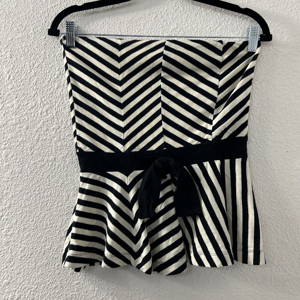 Monteau Chevron Striped Black and White Blouse